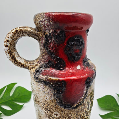 Scheurich Fat Lava Vase 401-20 rot weiß braun West German Pottery vintage midcentury