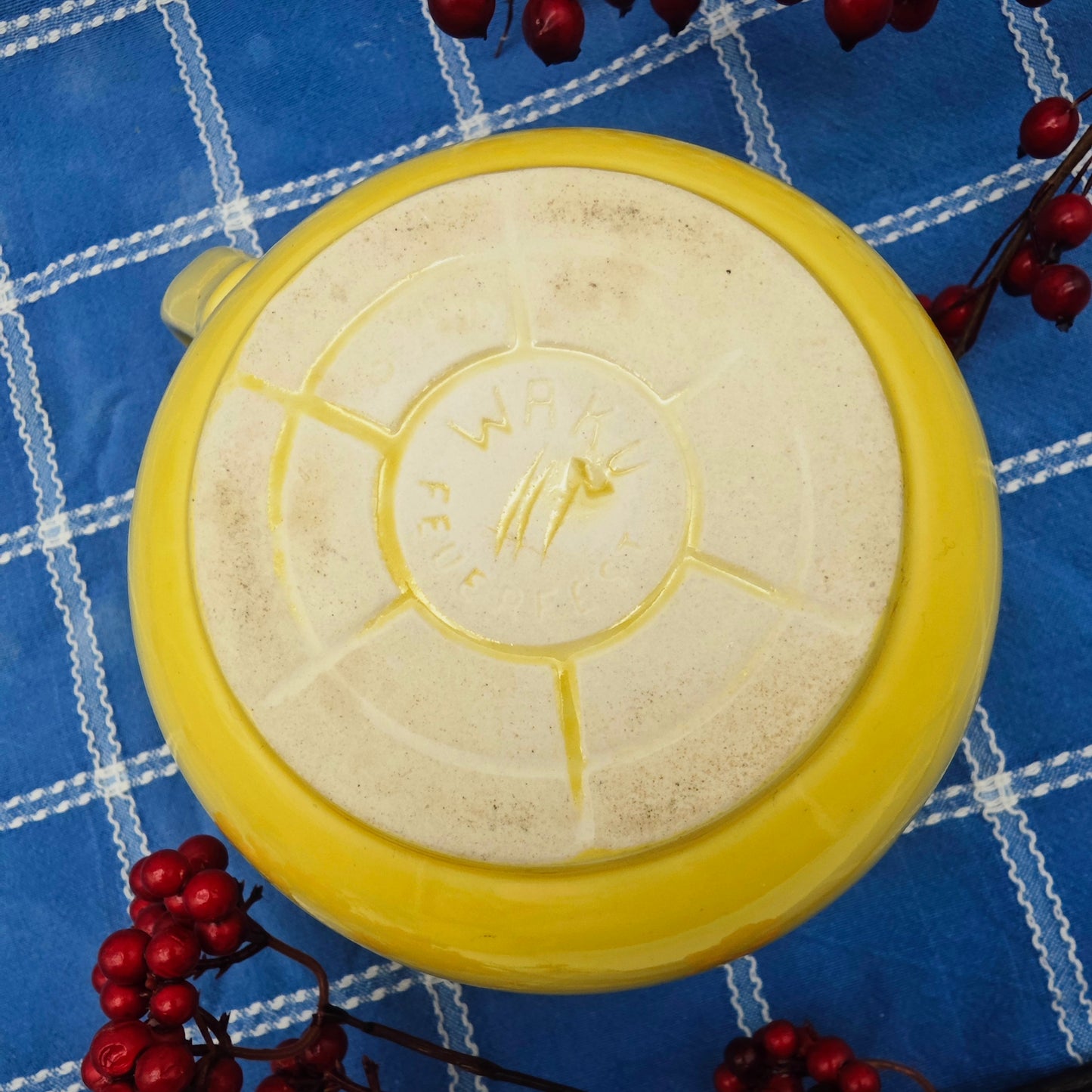 WaKu Feuerfest Kanne gelb Keramik vintage Krug Karaffe Milchtopf