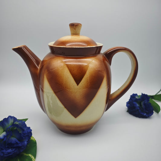 Teapot spray decor 2l Porta Keramikwerke Josef Brauers Art Deco ceramic brown white reddish brown antique 1930s