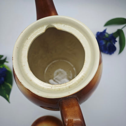 Teekanne Spritzdekor 2l Porta Keramikwerke Josef Brauers Art Deco Keramik braun weiß rotbraun antik 1930er