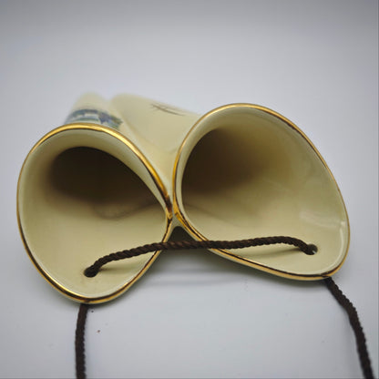Wandvase Keramik Bacharach / Rhein beige Goldrand Souvenir West Germany Souvenir Andenken