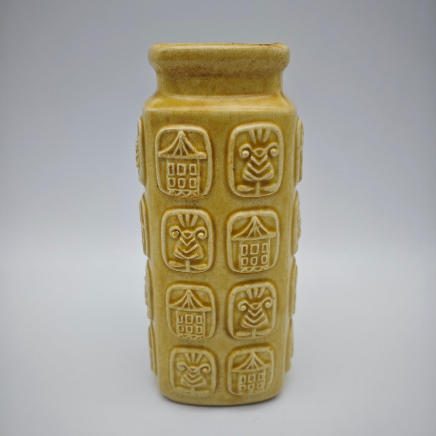 Bay Keramik Blumenvase beige Vintage WGP 937-17 Design Bodo Mans 60er Jahre Fat Lava Mid Century Modern West German Pottery Tiki Ethno