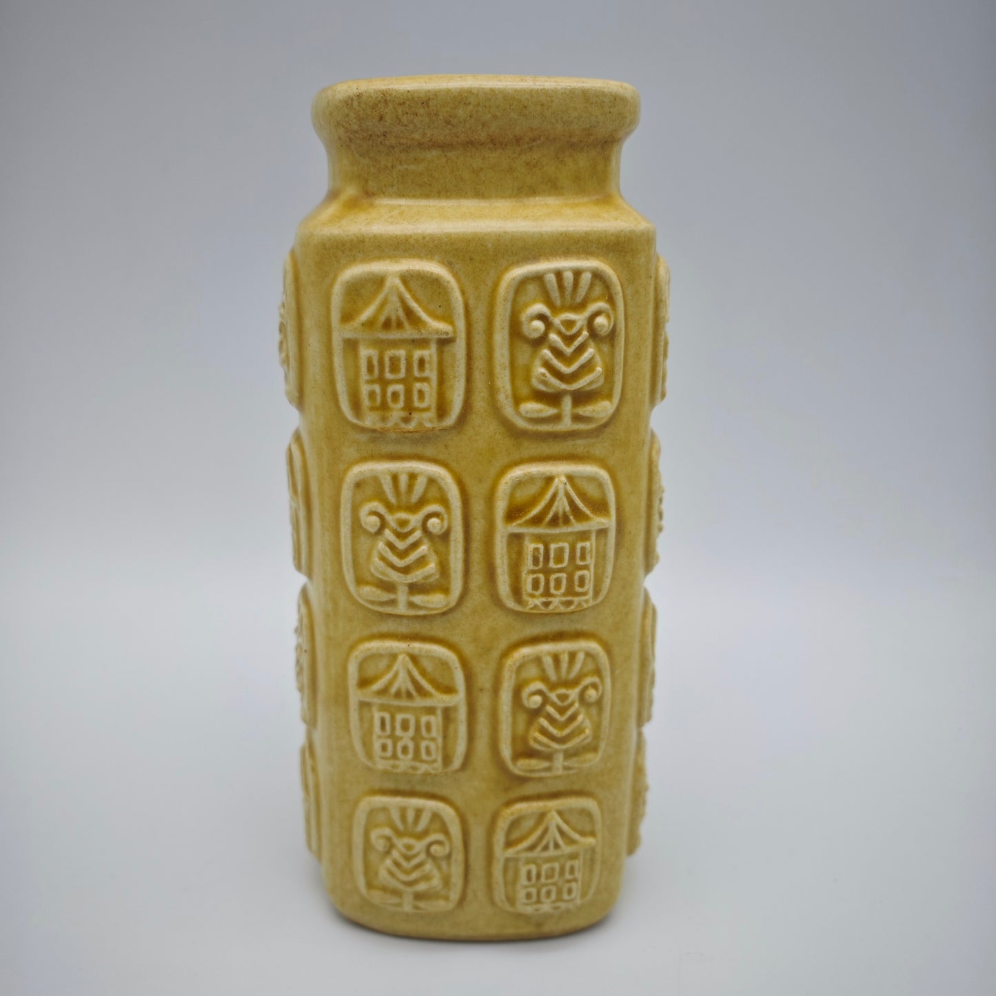 Bay Keramik Blumenvase beige Vintage WGP 937-17 Design Bodo Mans 60er Jahre Fat Lava Mid Century Modern West German Pottery Tiki Ethno