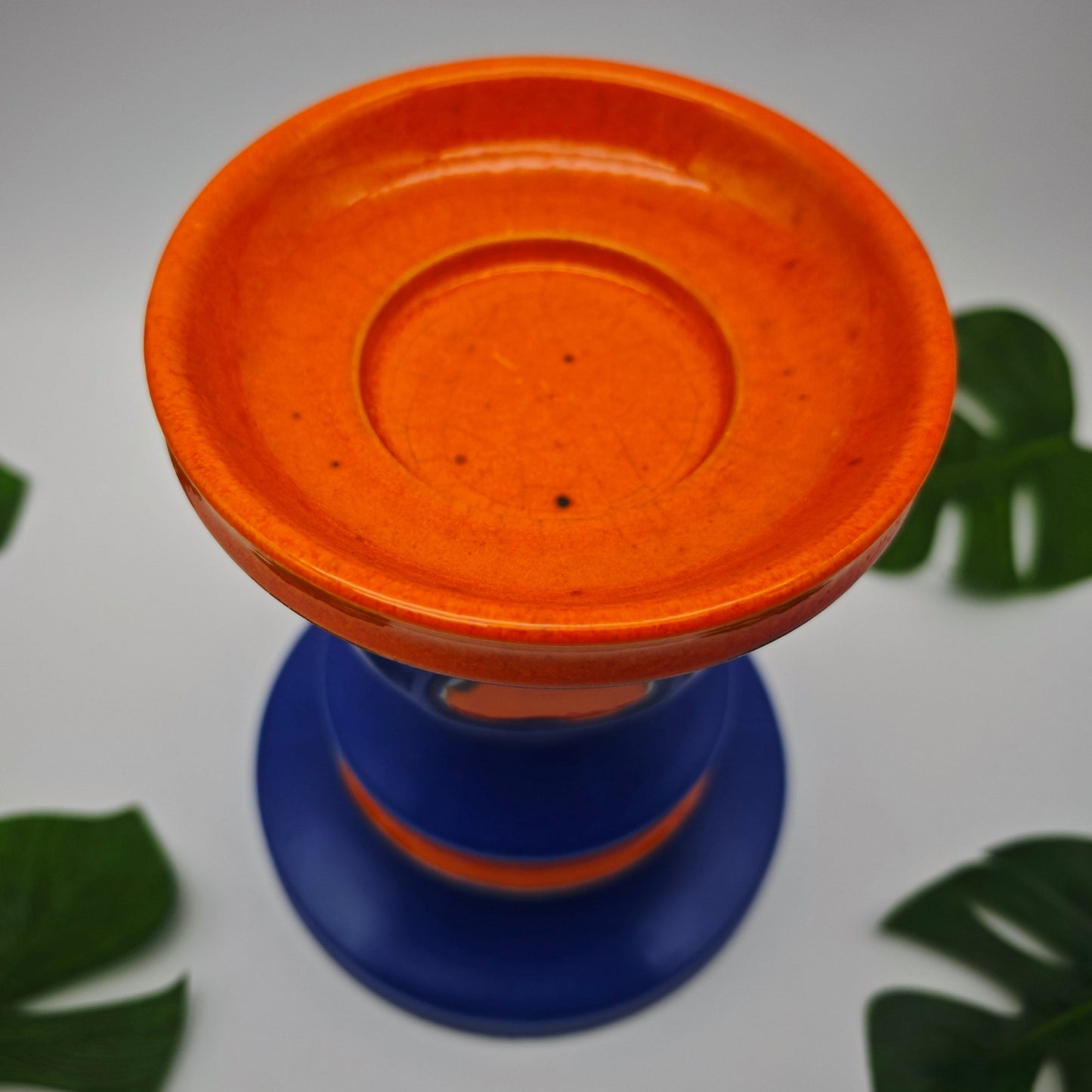 Kerzenhalter Keramik Blau Orange Fat Lava Mid Century 70er Jahre Retro Kerzenständer West German Pottery Boho Chic Pop Art Space Age Wohnaccessoire