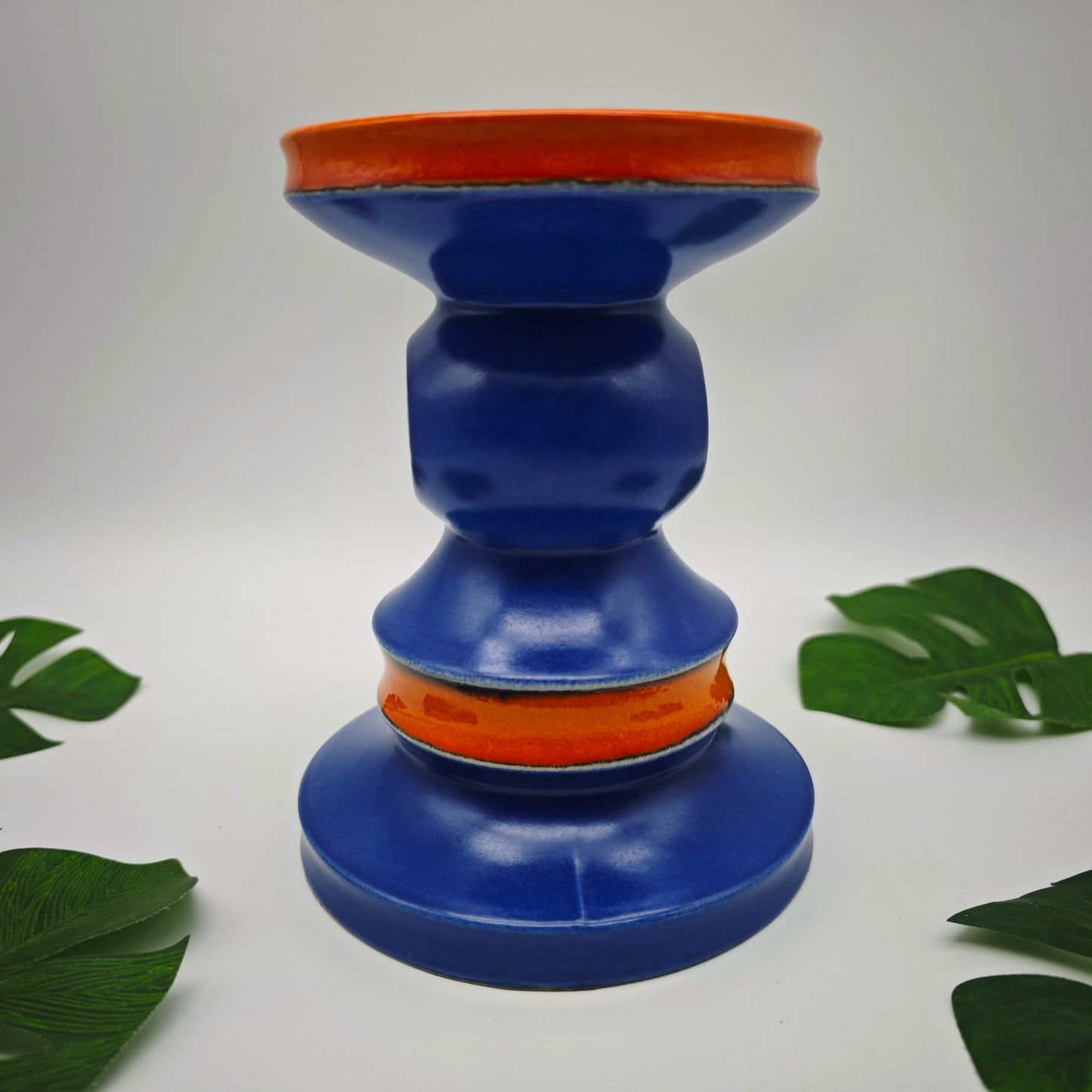 Kerzenhalter Keramik Blau Orange Fat Lava Mid Century 70er Jahre Retro Kerzenständer West German Pottery Boho Chic Pop Art Space Age Wohnaccessoire