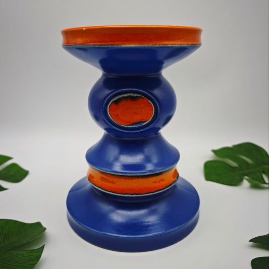 Kerzenhalter Keramik Blau Orange Fat Lava Mid Century 70er Jahre Retro Kerzenständer West German Pottery Boho Chic Pop Art Space Age Wohnaccessoire