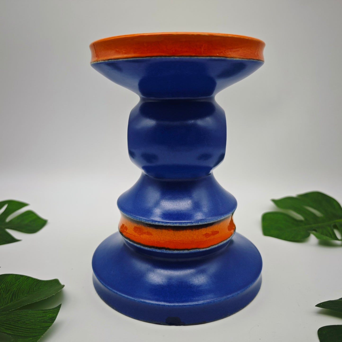 Kerzenhalter Keramik Blau Orange Fat Lava Mid Century 70er Jahre Retro Kerzenständer West German Pottery Boho Chic Pop Art Space Age Wohnaccessoire