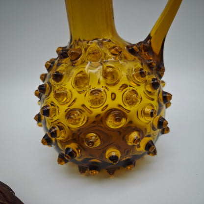 Vase Henkelvase Murano Glas Empoli Noppenglas bernstein-gelb Warzenglas midcentury mundgeblasen Handarbeit Muranoglas Krug