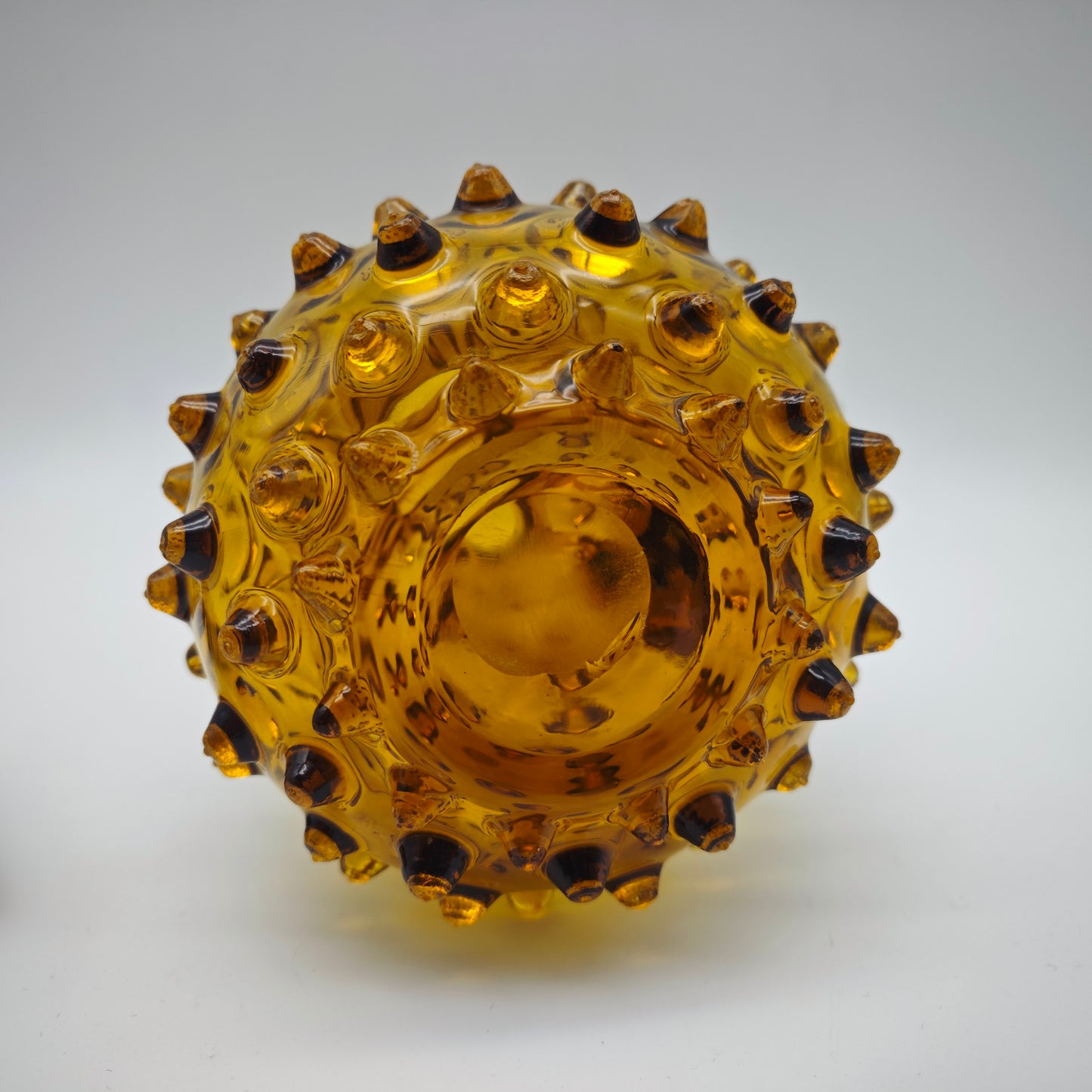 Vase Henkelvase Murano Glas Empoli Noppenglas bernstein-gelb Warzenglas midcentury mundgeblasen Handarbeit Muranoglas Krug