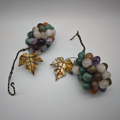 2x grapes made of amethyst agate carnelian table decoration purple violet brown gemstones healing stones tumbled stones artificial fruit wine bar decoration handmade