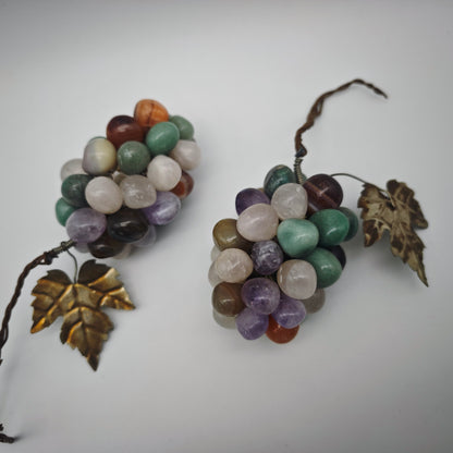 2x grapes made of amethyst agate carnelian table decoration purple violet brown gemstones healing stones tumbled stones artificial fruit wine bar decoration handmade