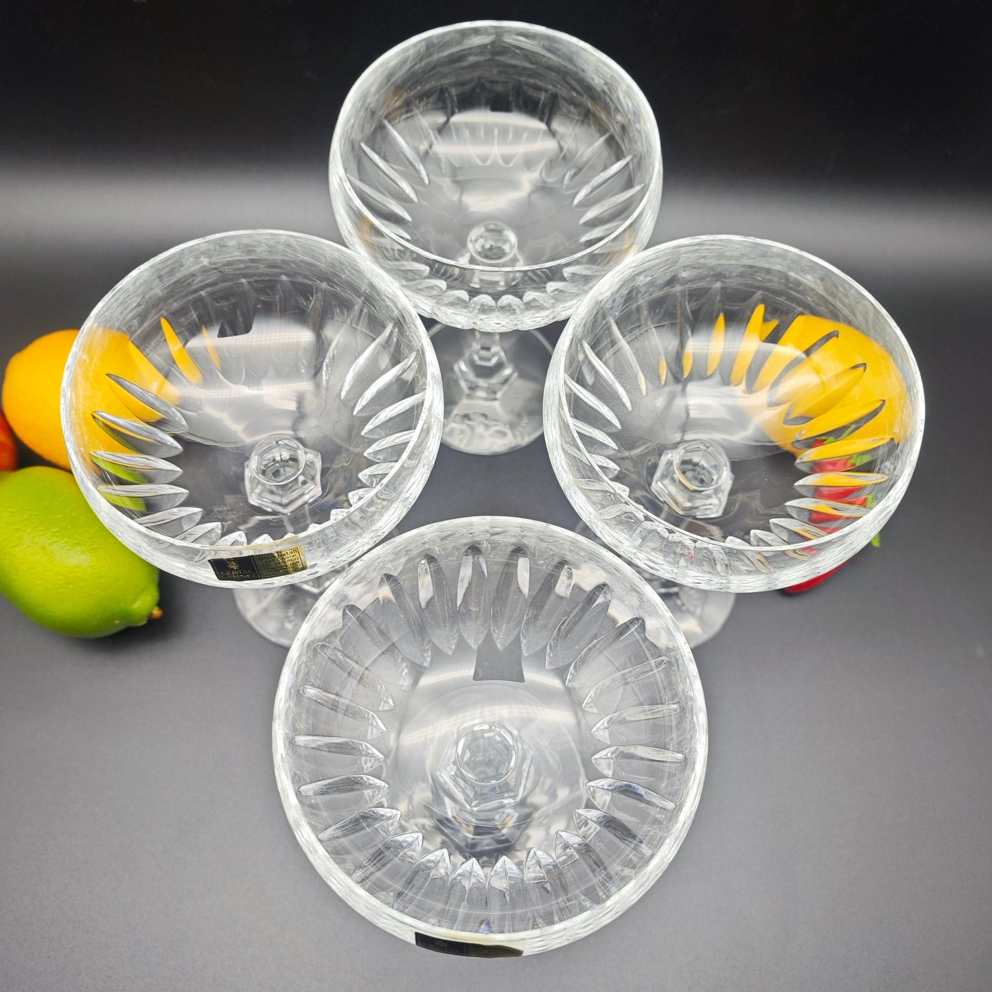 4x WMF Cristal Cabinet Sektschale Sektglas Bleikristall Kristallglas geschliffen