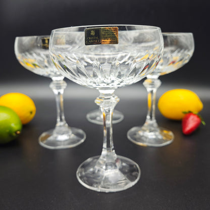 4x WMF Cristal Cabinet Sektschale Sektglas Bleikristall Kristallglas geschliffen