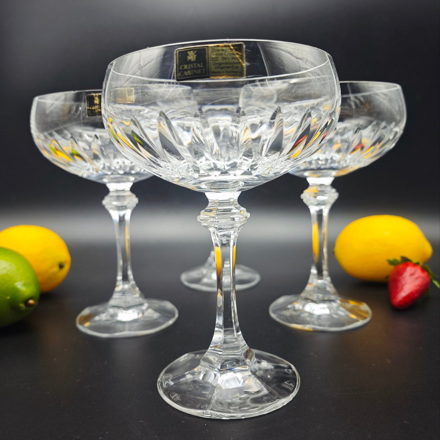 4x WMF Cristal Cabinet Sektschale Sektglas Bleikristall Kristallglas geschliffen