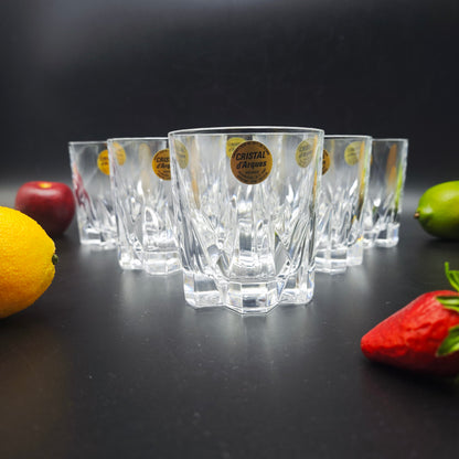 6x Cristal d'Arques Tumbler Whisky Glas Kristallglas Bleikristall vintage Trinkglas