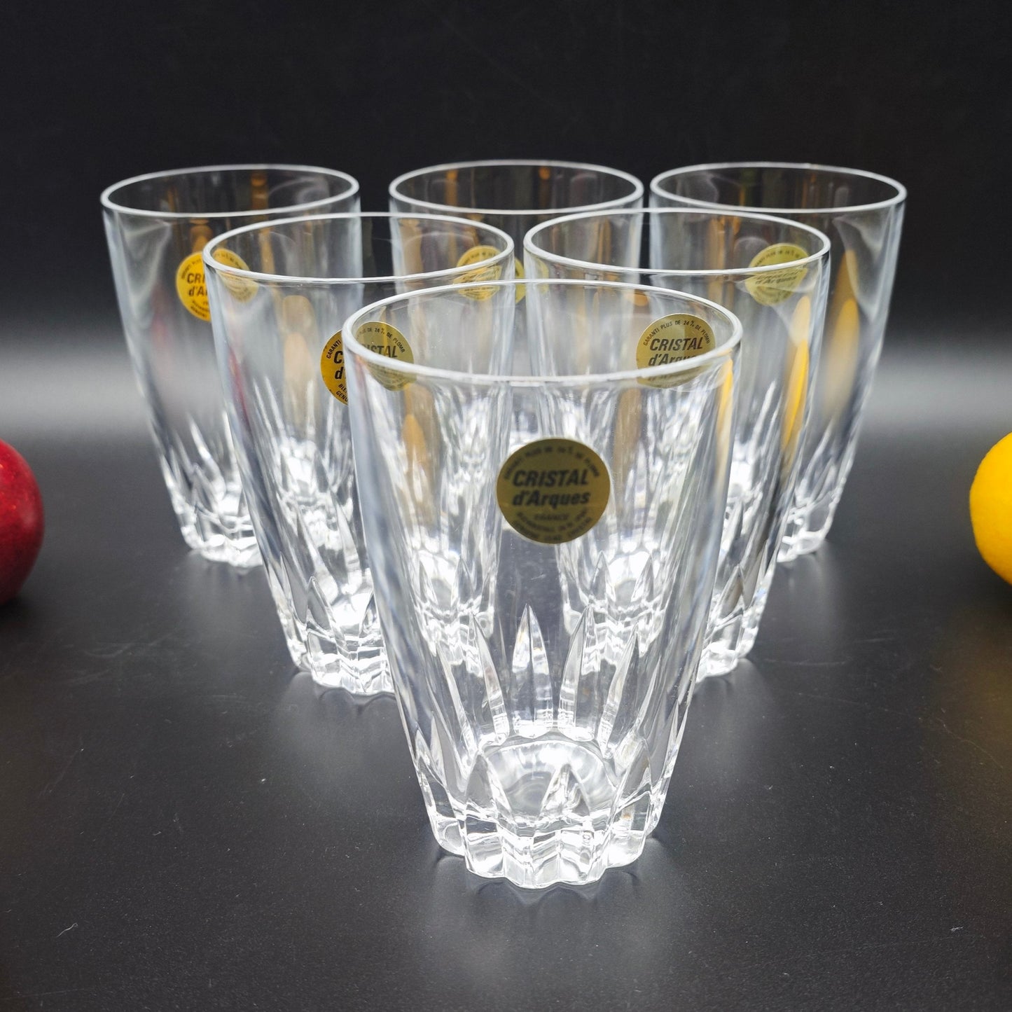 6x Cristal d'Arques verre à boire en cristal verre cristal au plomb gobelet à whisky cocktails boissons courtes vintage