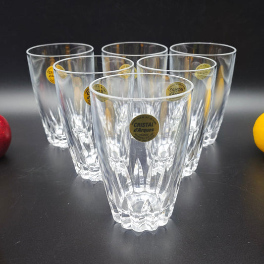 6x Cristal d'Arques Trinkglas Kristallglas Bleikristall Whisky Tumbler Cocktails Shortdrinks vintage