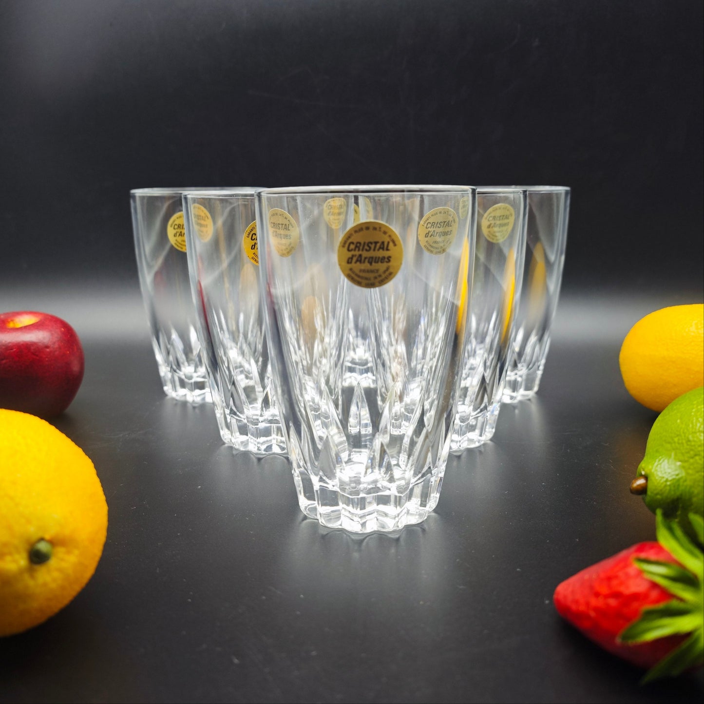 6x Cristal d'Arques verre à boire en cristal verre cristal au plomb gobelet à whisky cocktails boissons courtes vintage