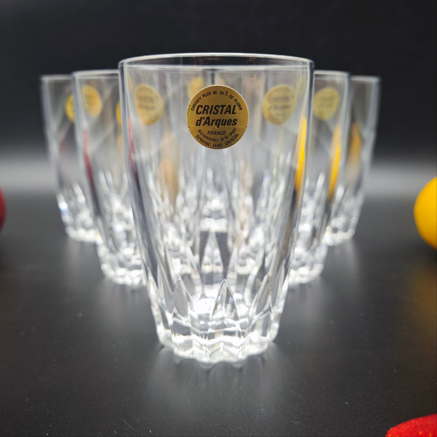 6x Cristal d'Arques verre à boire en cristal verre cristal au plomb gobelet à whisky cocktails boissons courtes vintage