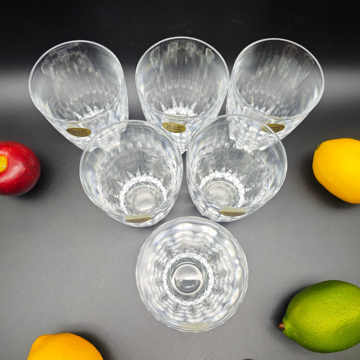 6x Cristal d'Arques verre à boire en cristal verre cristal au plomb gobelet à whisky cocktails boissons courtes vintage