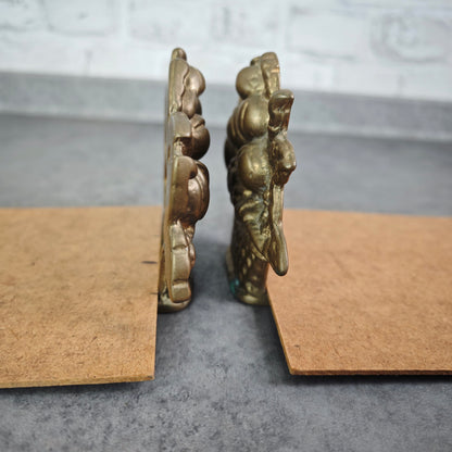 2x Buchstützen Messing Früchtekorb goldfarben massiv gegossen mit Hartfaserplatte 30 cm