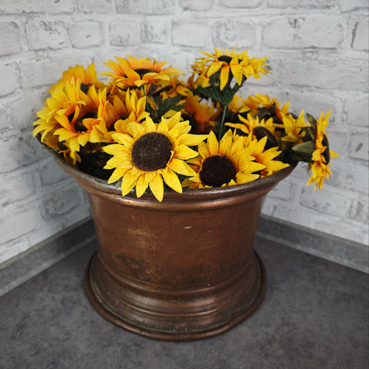 Large copper planter with brass handles 42 cm antique patinated planter garden decoration bucket copper kettle