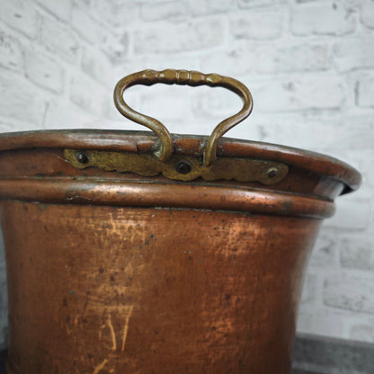 Grande jardinière en cuivre avec poignées en laiton 42 cm jardinière patinée antique décoration de jardin seau bouilloire en cuivre