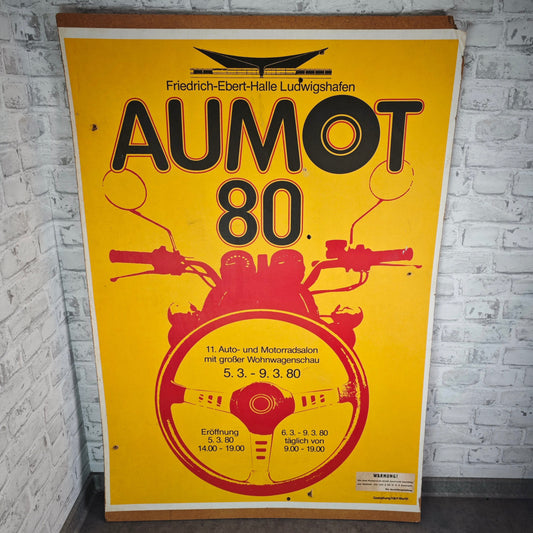 Original Werbeplakat Aumot 80 Ludwigshafen 1980 Autosalon Motorradsalon 70er Design 125 cm