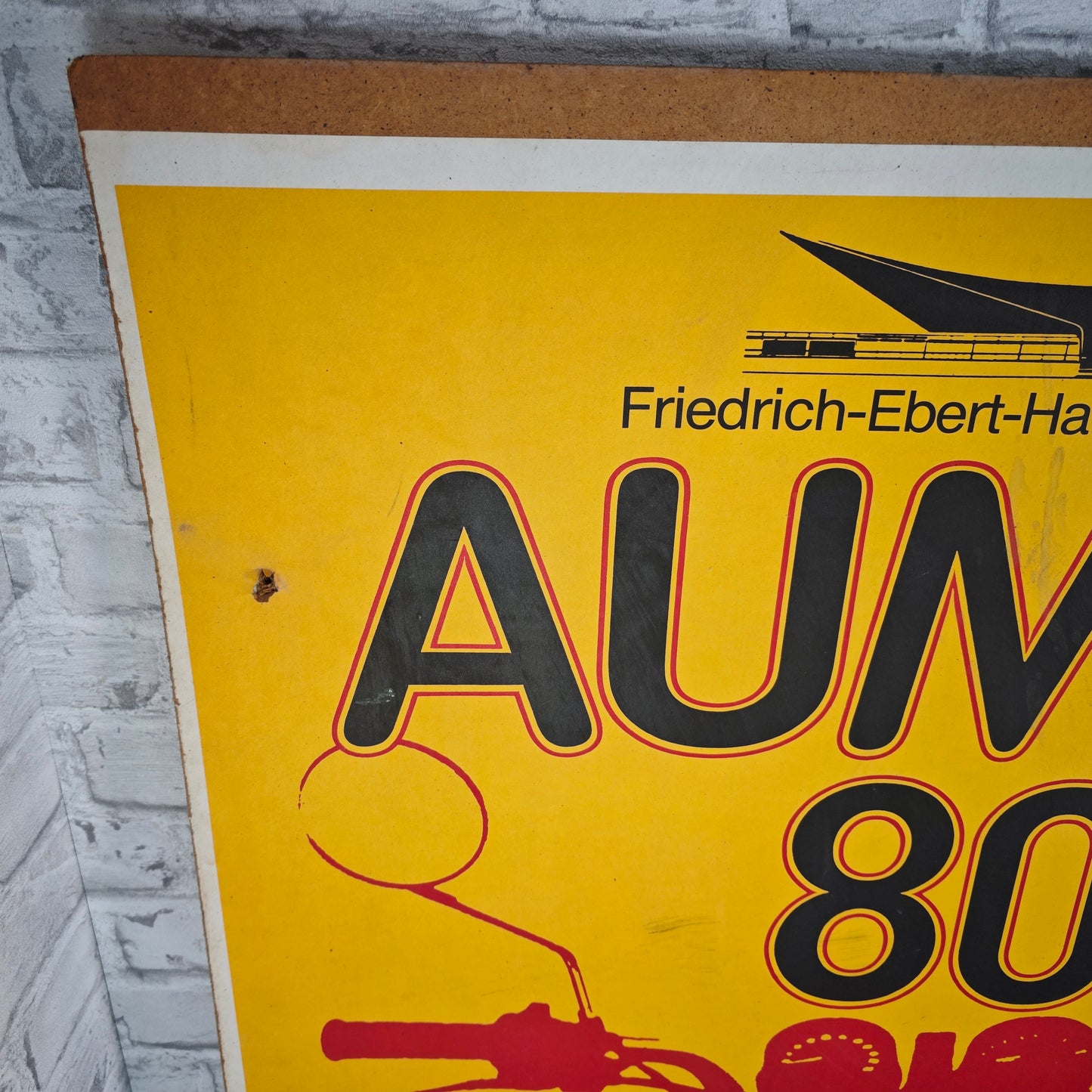 Original advertising poster Aumot 80 Ludwigshafen 1980 Autosalon Motorcycle Salon 70s Design 125 cm
