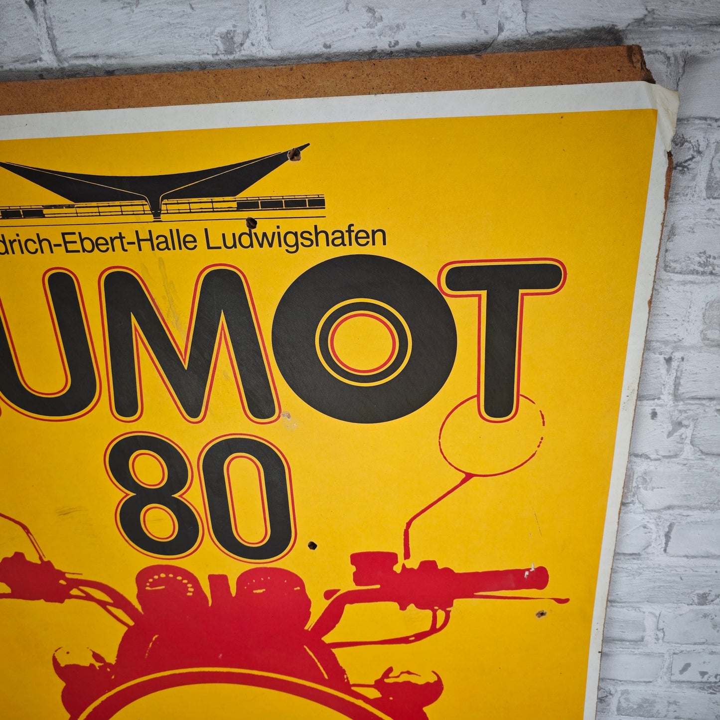 Original advertising poster Aumot 80 Ludwigshafen 1980 Autosalon Motorcycle Salon 70s Design 125 cm