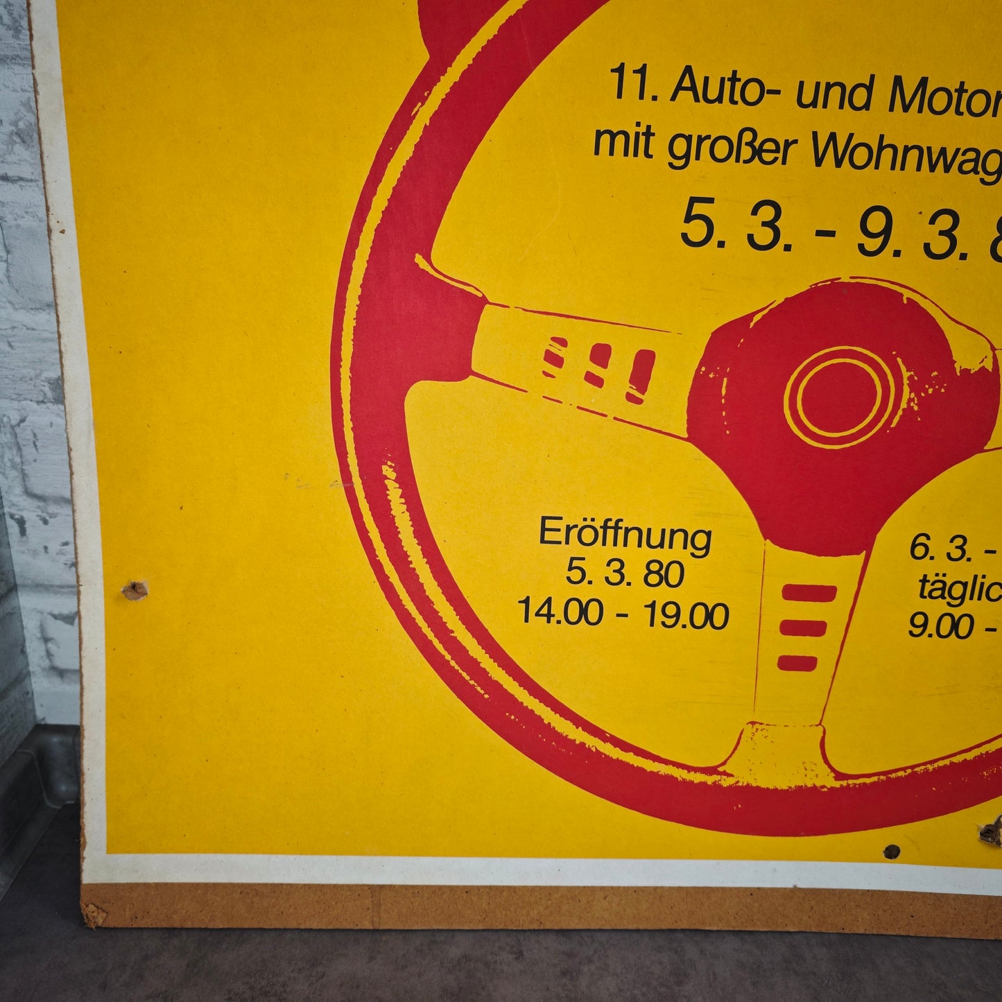 Original advertising poster Aumot 80 Ludwigshafen 1980 Autosalon Motorcycle Salon 70s Design 125 cm