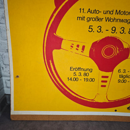 Original advertising poster Aumot 80 Ludwigshafen 1980 Autosalon Motorcycle Salon 70s Design 125 cm