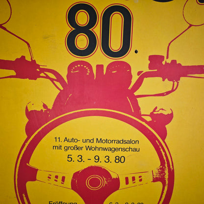 Original advertising poster Aumot 80 Ludwigshafen 1980 Autosalon Motorcycle Salon 70s Design 125 cm