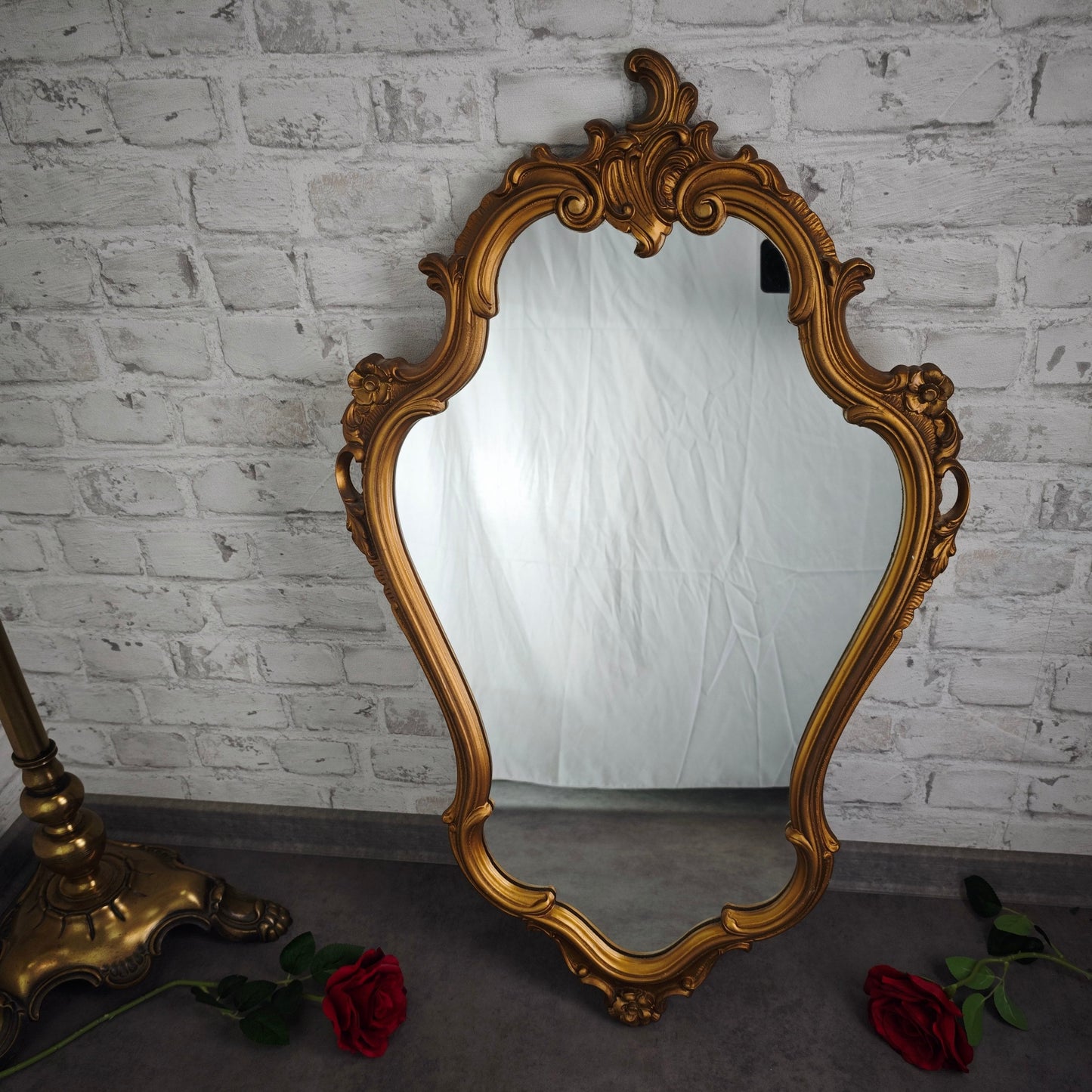 Spiegel Barock Wandspiegel goldfarben 82x51 cm Chippendale Stil mit Ornamenten Hollywood Regency