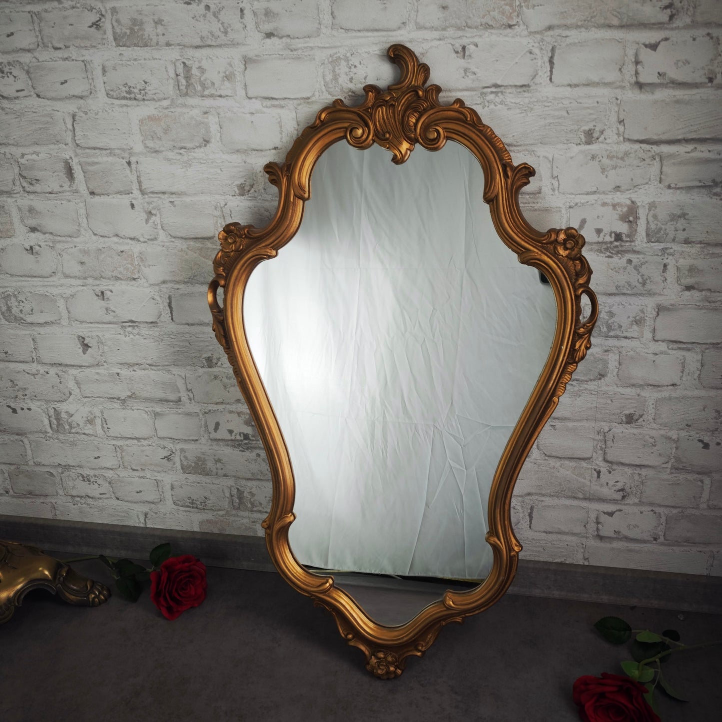 Spiegel Barock Wandspiegel goldfarben 82x51 cm Chippendale Stil mit Ornamenten Hollywood Regency