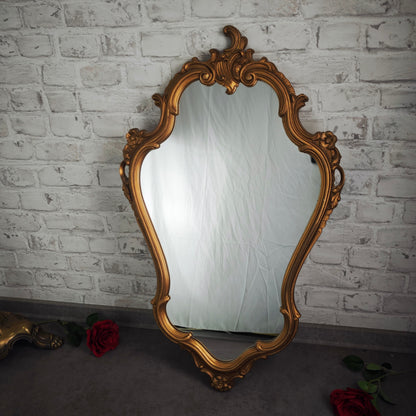 Spiegel Barock Wandspiegel goldfarben 82x51 cm Chippendale Stil mit Ornamenten Hollywood Regency