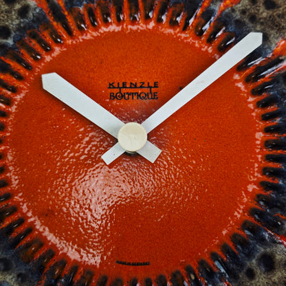 Kienzle Wanduhr Keramik Fat Lava Kette Mid Century Space age orange braun WGP Küchenuhr Loft Popart space age