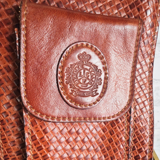 LCF Firenze Aktentasche Echtleder 70er 80er Italien Business Bag Reptiloptik Krokomuster Tasche