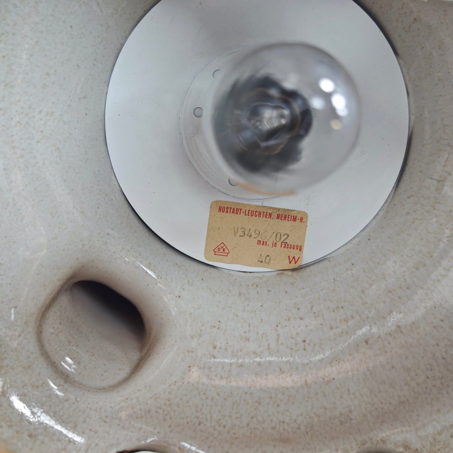 Fat Lava Lampe Tischlampe Beistelltisch Mid Century Keramik West German pottery beige braun Stoffschirm Bordüre midcentury 60ies 70s Boho
