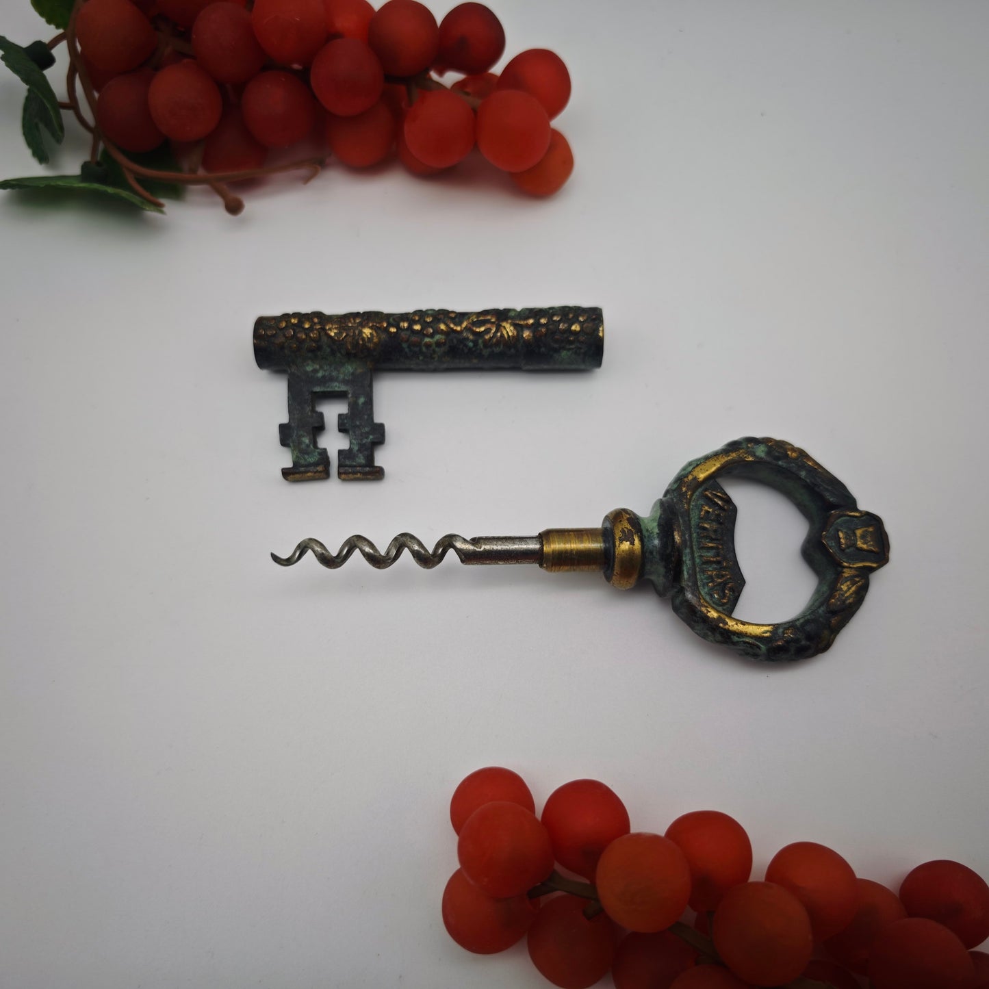 Korkenzieher Schlüssel Messing In Vino Veritas Deko Vintage mit Patina