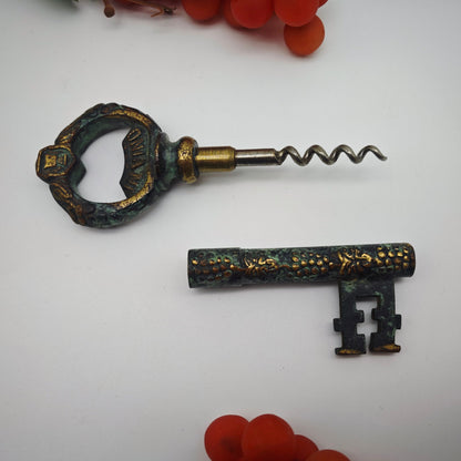 Korkenzieher Schlüssel Messing In Vino Veritas Deko Vintage mit Patina
