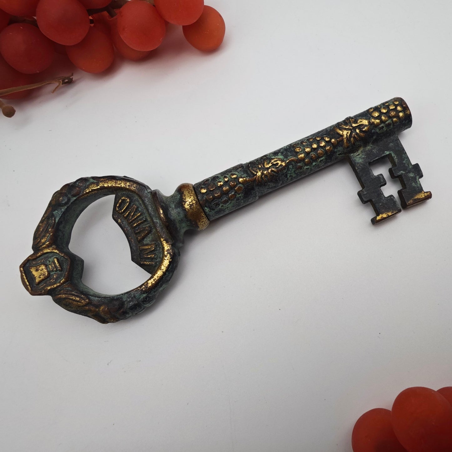 Korkenzieher Schlüssel Messing In Vino Veritas Deko Vintage mit Patina