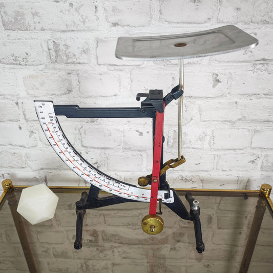 XXL Briefwaage antik Eisenguss Emaille Anzeige Feinwaage bis 2 kg mechanisch vintage