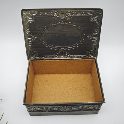 Metalldose Brasso Schatulle Souvenir Schmuckkasten mit Rosen Ornamente Vintage
