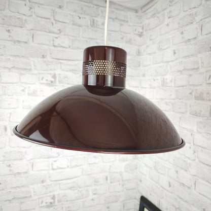 Pendelleuchte braun Metall Vintage Deckenlampe 70er Loftlampe groß Retro