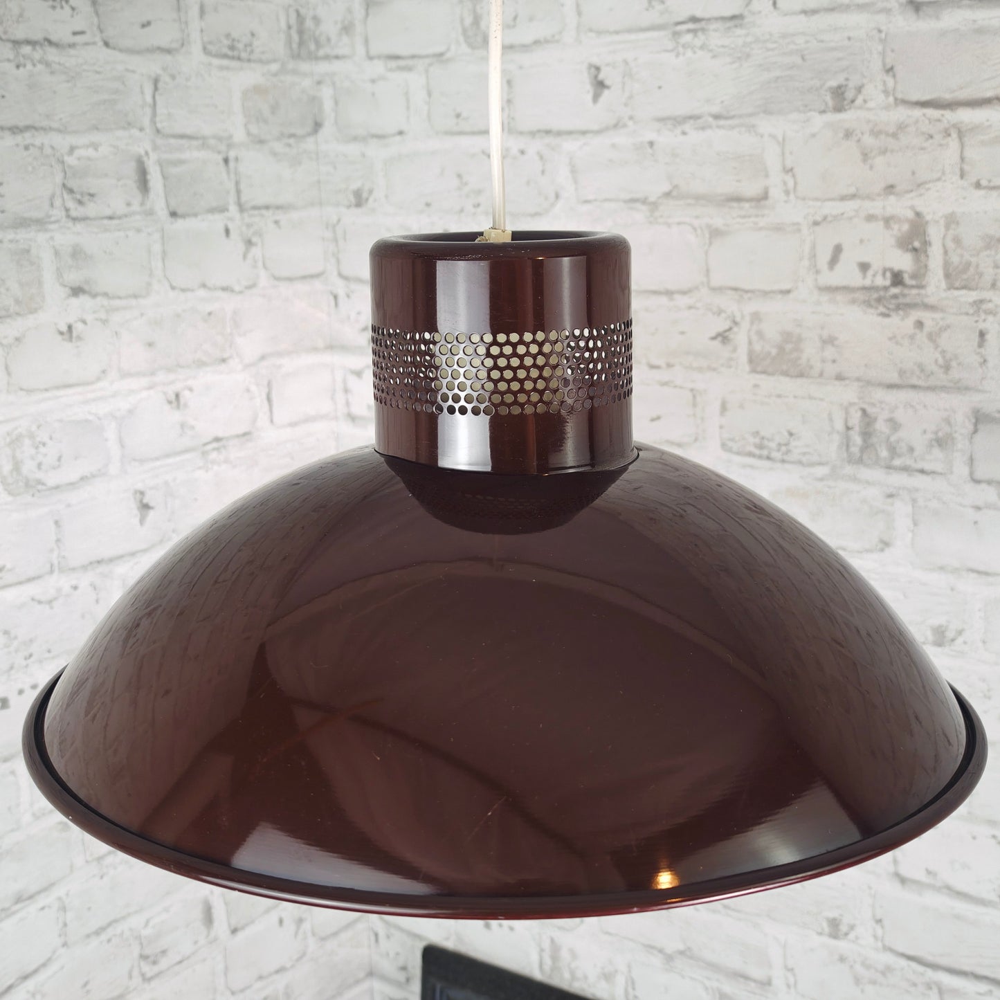 Pendelleuchte braun Metall Vintage Deckenlampe 70er Loftlampe groß Retro