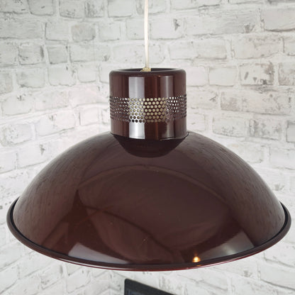 Pendelleuchte braun Metall Vintage Deckenlampe 70er Loftlampe groß Retro