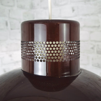 Pendelleuchte braun Metall Vintage Deckenlampe 70er Loftlampe groß Retro