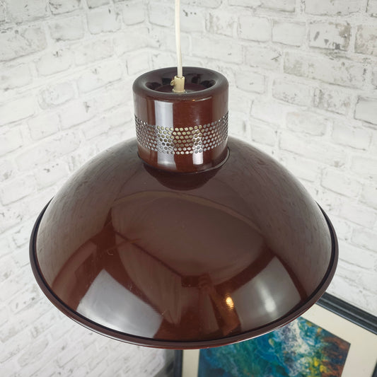 Pendelleuchte braun Metall Vintage Deckenlampe 70er Loftlampe groß Retro