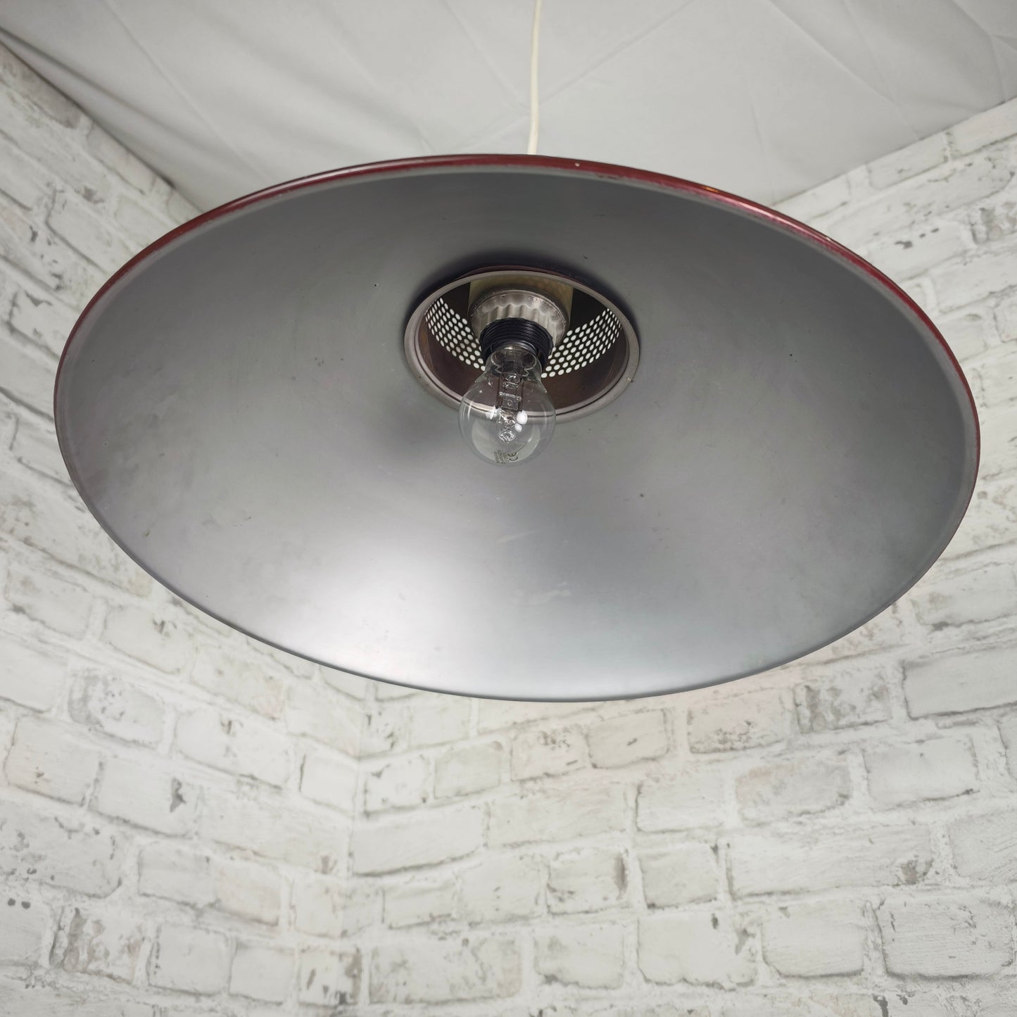 Pendelleuchte braun Metall Vintage Deckenlampe 70er Loftlampe groß Retro